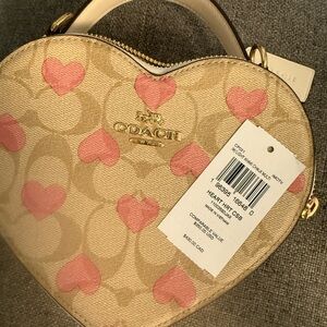 Coach Heart-Shaped Mini Bag in Beige and Pink